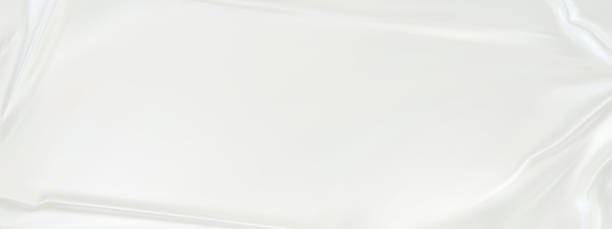 istock Smooth, shiny white silk with a crease background. White satin luxury background. White elegant background with space for design. Template, cover, header, Wide banner. 3D vector illustration. 2165482031