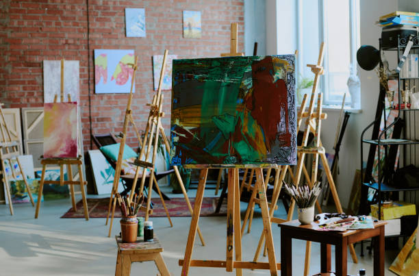 istock Painting On Canvas In Art Studio 2165482054