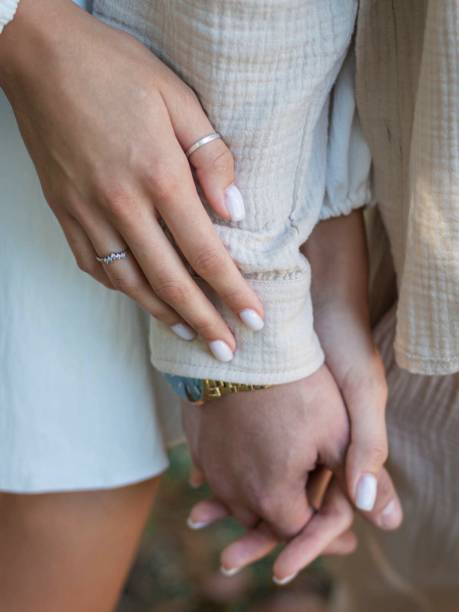 istock A woman's hand holds a man's hand 2165483427