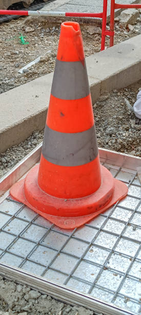 istock Construction cone close-up, on a street 2165484370