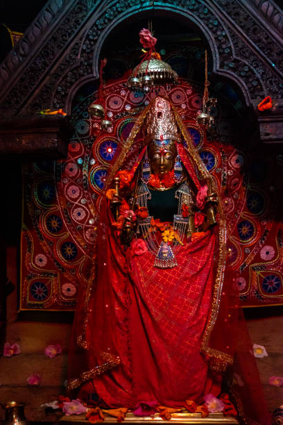 istock Fully decorated ancient deity sculptures, including Mani Mahesh and other deities, in religious red cloth at Chaurasi Temple, Bharmour, Chamba part of the Manimahesh Kailash pilgrimage 2165486233