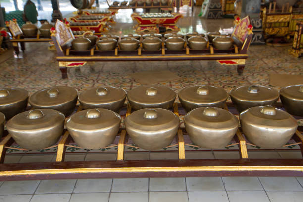 traditional balinese percussive music instruments for ensemble music, traditional music in Bali and Java, Indonesia.