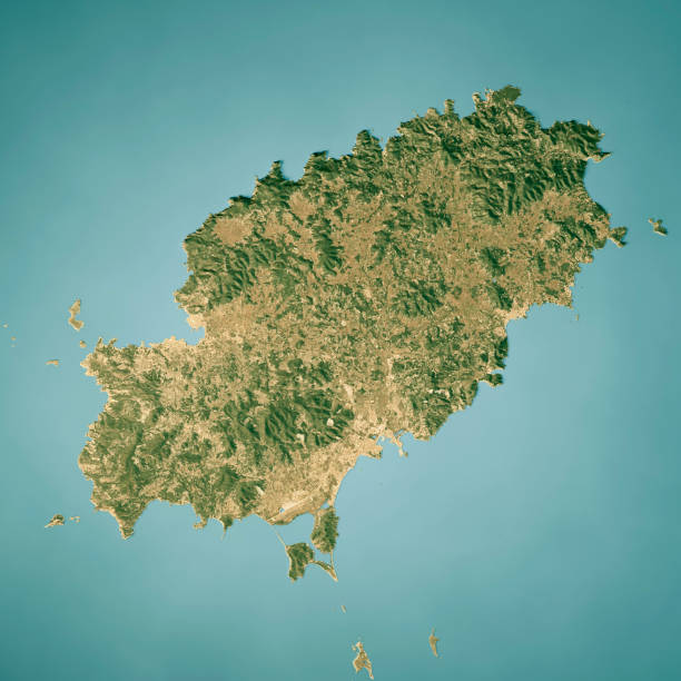 istock Ibiza Island Satellite Topographic Map 3D Render True Color 2165489637