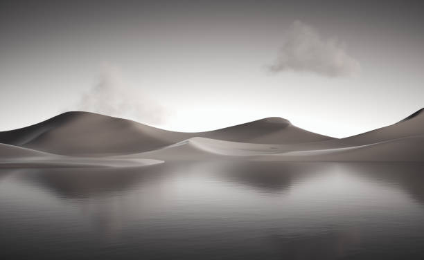 istock Abstract grey landscape, hill reflecting in a lake. 2165497781
