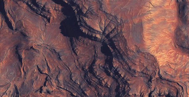 istock Aerial view of reddish canyon with rugged cliffs. 2165497789