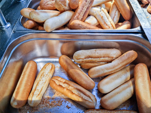 Bunch of bagels at the bakery store