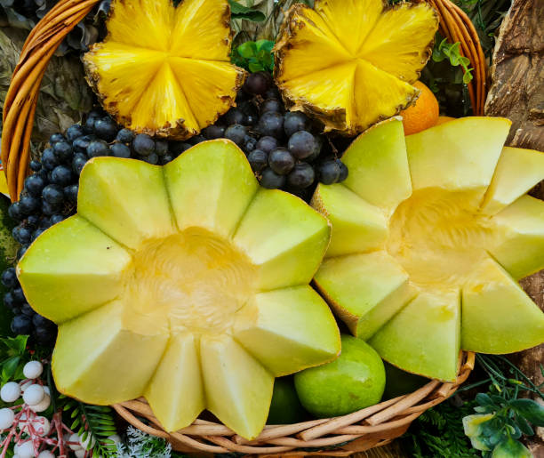 Fresh colorful vegetables and fruits in box