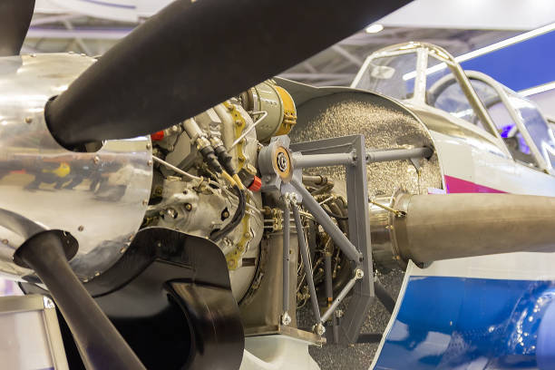 istock Open engine compartment of an airplane at an aviation exhibition 2165513778