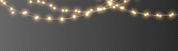 istock Festive Christmas gold garlands, dust, sparkle, and a star. Decorative element for greeting cards, invitations, backgrounds, business cards. Winter collection Christmas background. Light glow sparkl. 2165515112