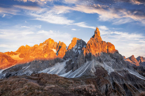 istock Pale di San Martino mountain group in sunset time 2165523588