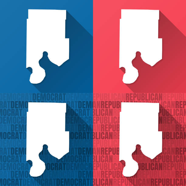 Vanderburgh County, Indiana. Maps on blue and red backgrounds Maps of Vanderburgh County - Indiana, on blue and red backgrounds. Four map versions included in the bundle: - One map on a blank blue background. - One map on a blue background with the word "Democrat". - One map on a blank red background. - One map on a red background with the word "Republican". Vector Illustration (EPS file, well layered and grouped). Easy to edit, manipulate, resize or colorize. Vector and Jpeg file of different sizes. evansville indiana stock illustrations