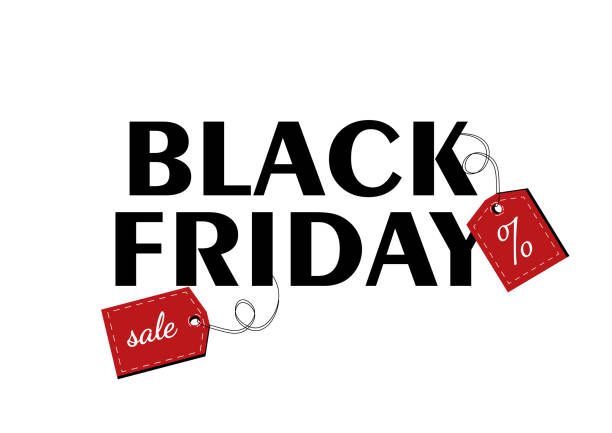 istock Black friday label. Text and price tags with percents. Discounts and promotions. Ecommerce and marketing. Poster or banner. Flat vector illustration 2165527201