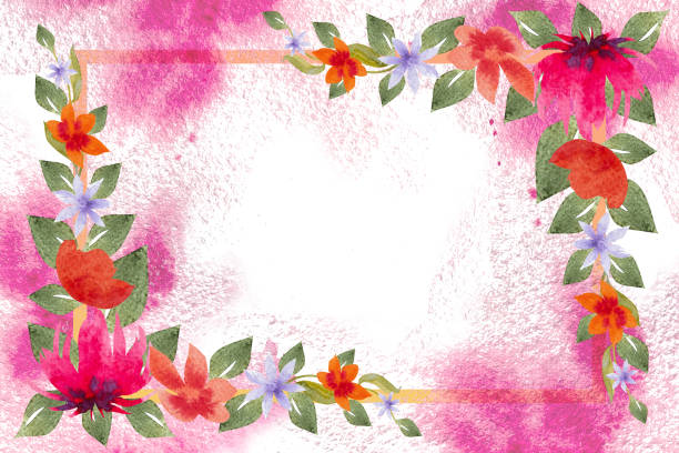 istock Watercolor frame of abstract flowers for greeting wedding card,logo,textile pattern.Flower frame,hand-painted watercolor.Watercolor flowers of different shapes and colors for design 2165530691
