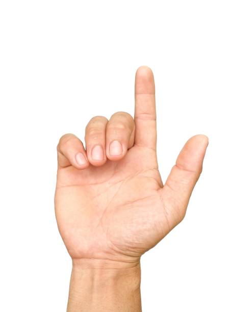 istock Men's hands making gestures like  I'm pointing at something.  or touch the phone screen  Isolated on white background. 2165531311