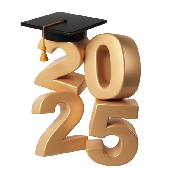 istock Class of 2025 3d education icon. Congratulation graduates design template with black cap and numbers. Gold graduation typography illustration for ceremony, party, greeting card, invitation 2165536027