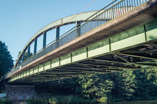 istock older steel road bridge over a canal 2165539788