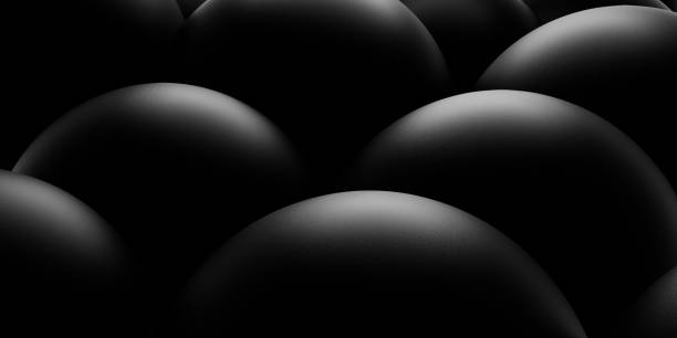 Black background with balls 3d stock photo
