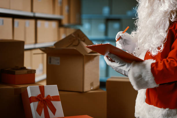 istock Santa Claus working at the warehouse 2165546479