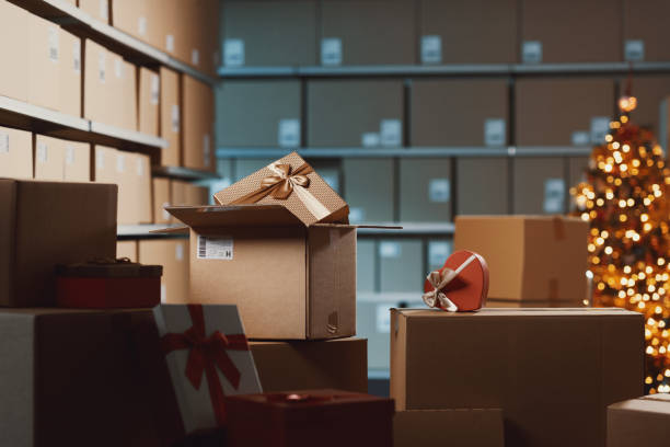 istock Christmas gifts at the warehouse 2165546643