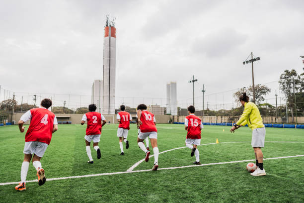 istock Soccer team on training on the soccer field 2165547043