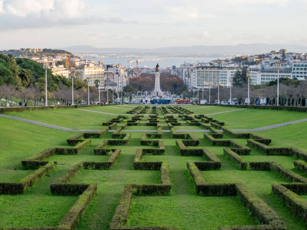 Lisbon, Portugal, january 04, 2024: Eduardo VII Park in Lisbon is one of the most central parks in the Portuguese capital. It has its own botanical garden and a viewpoint from which you can get one of the best views of the city center.
