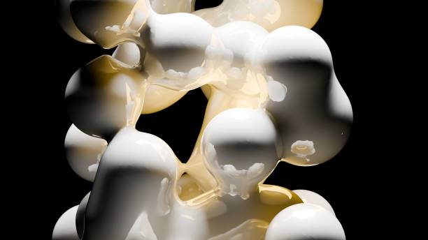 istock white contrasting spheres fly upwards on a black background. liquid glossy spheres are illuminated with yellow light 2165547149