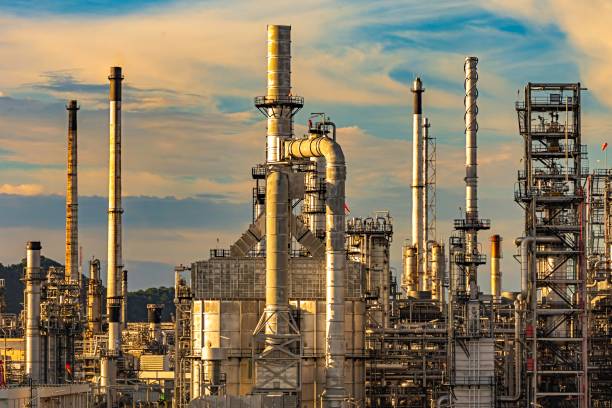 istock Oil refinery plant from industry with sunset. 2165549211