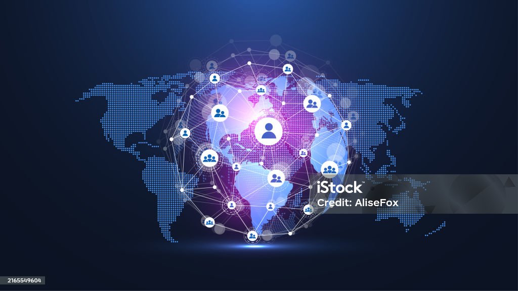 Visualize Internet Connection Global Network Connection Concept Big Data Visualization Social Network ...