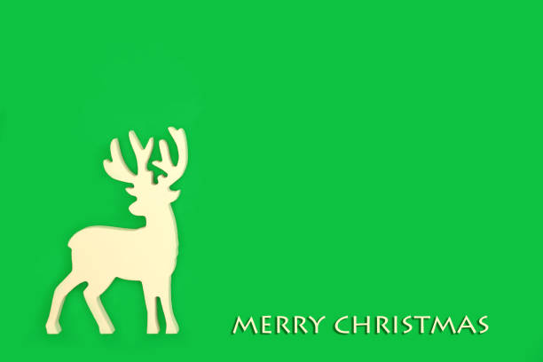 Christmas background with pink and green deer on white background