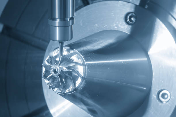 istock The 5-axis CNC milling machine  cutting the turbocharger part with solid ball nose end mill tool. 2165555171