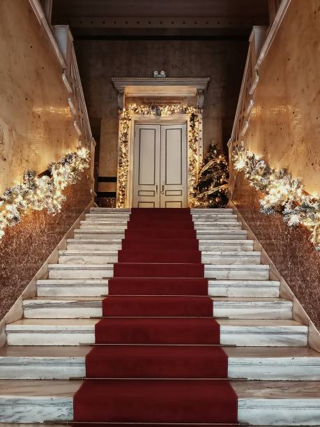 istock Hall with stairs with Christmas decor 2165555504