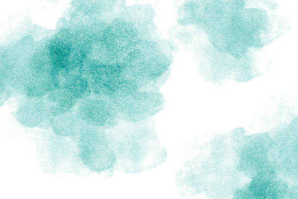 Abstract Teal Watercolor Painting Background with Stipple Texture - copy space