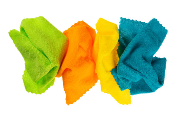Multi-colored rags microfiber isolated on a white background. Microfiber cleaning towel. High quality photo