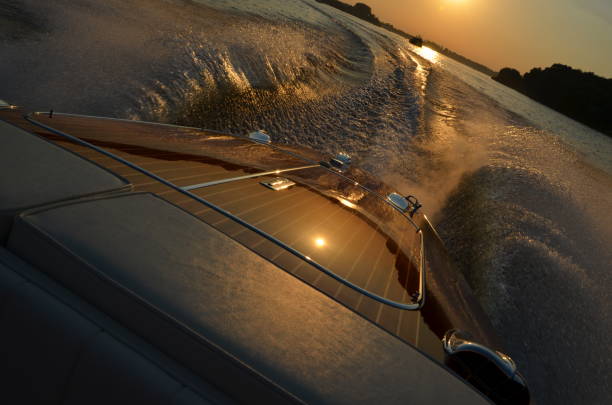 istock Riva boat by sunset 2165570158