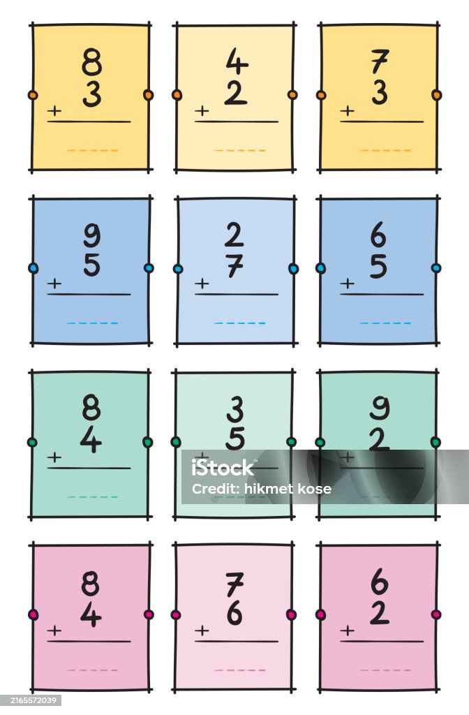 Hand Drawing Mathematical Addition Exercises Stock Illustration ...