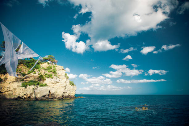 Travel concept - paradise island, sea, sky, summer.Agios Sostis in Zakynthos island,Greece.