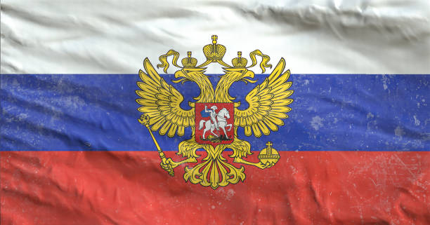 istock Detailed Russian Flag with Golden Double-Headed Eagle 2165574187