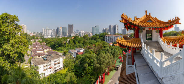 A picture of the Thean Hou Temple and the city of Kuala Lumpur in the distance.