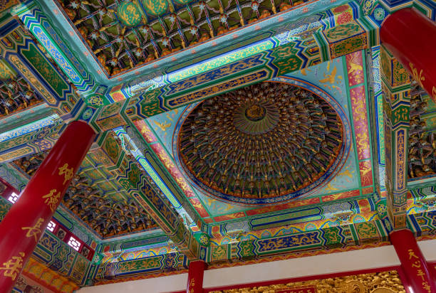 A picture of the colorful interior of the Thean Hou Temple.