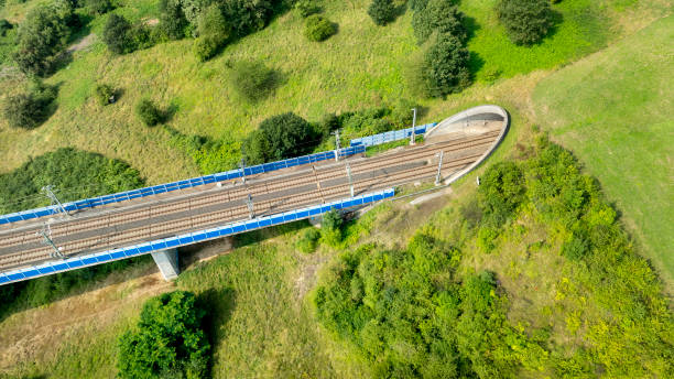 istock Highspeed train railroad track - tunnel entrance 2165580699