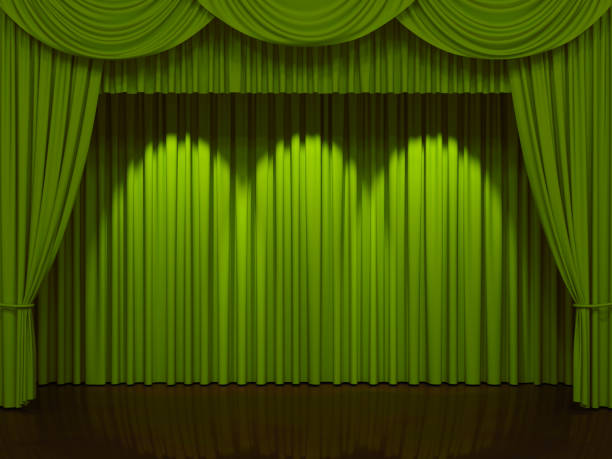 istock Luxury stage or windows curtains, realistic 3D illustration 2165581008