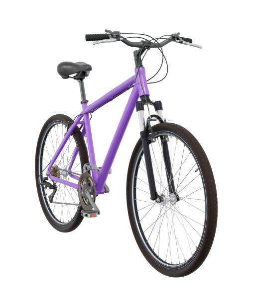istock Purple bicycle, front side view isolated on white background, 3D illustration 2165581098