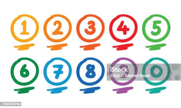09numbers Hand Drawn 09 Mathematical Numbers Sketch Mathematical Numbers Stock ...