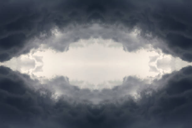 all seeing eye. Conspiracies theory. Defocus dark sky background. Dark rain clouds. Dramatic sky. Disaster weather. Copy space. Wide banner.  Stormy texture. Black sky. Disaster. Out of focus.