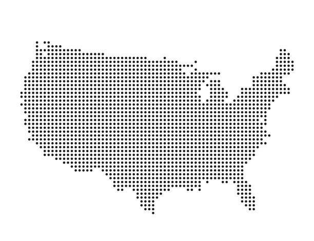 peta as dalam bentuk titik-titik. vektor - budaya amerika serikat ilustrasi stok