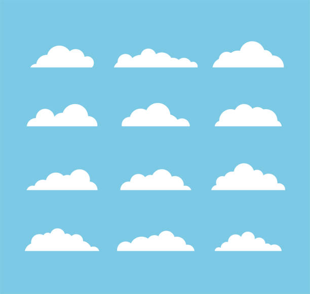 awan diatur pada latar belakang biru. vektor - sky-clouds ilustrasi stok
