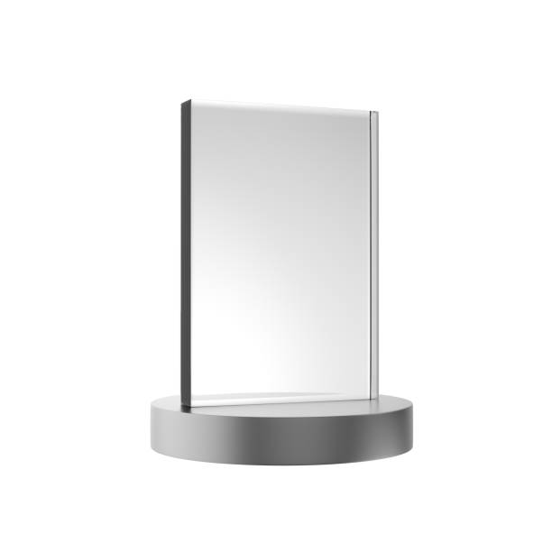 istock Glass award with metal base isolated on white background. 2165588142