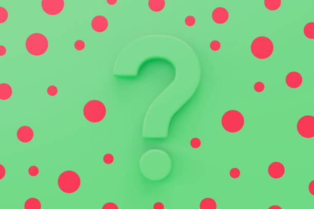 Green question mark on a green background with red spots