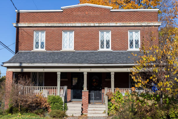 Ottawa, Canada - November 4, 2023: Semi-detached house exterior in the fall