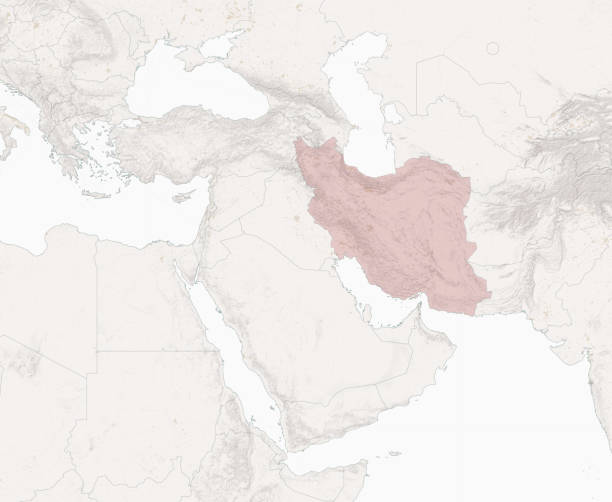 Satellite view of Iran map and borders, physical map Middle East, Arabian peninsula, map with reliefs and mountains
